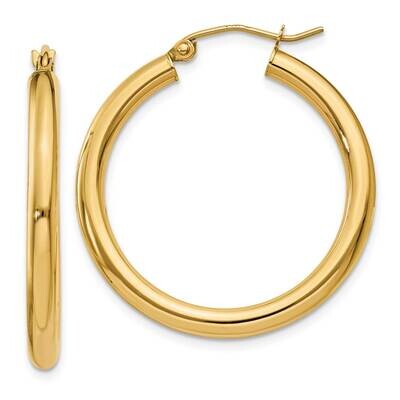 3mm Lightweight Tube Hoop Earrings 10k Polished Gold 10T936L, MPN: 10T936L,