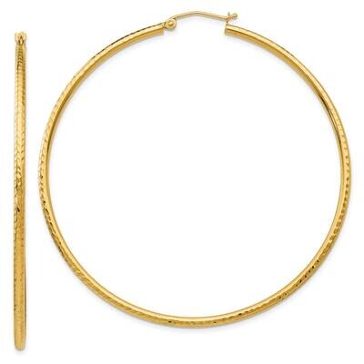 Diamond-Cut 2mm Round Tube Hoop Earrings 10k Gold 10TC239, MPN: 10TC239, 196904147726