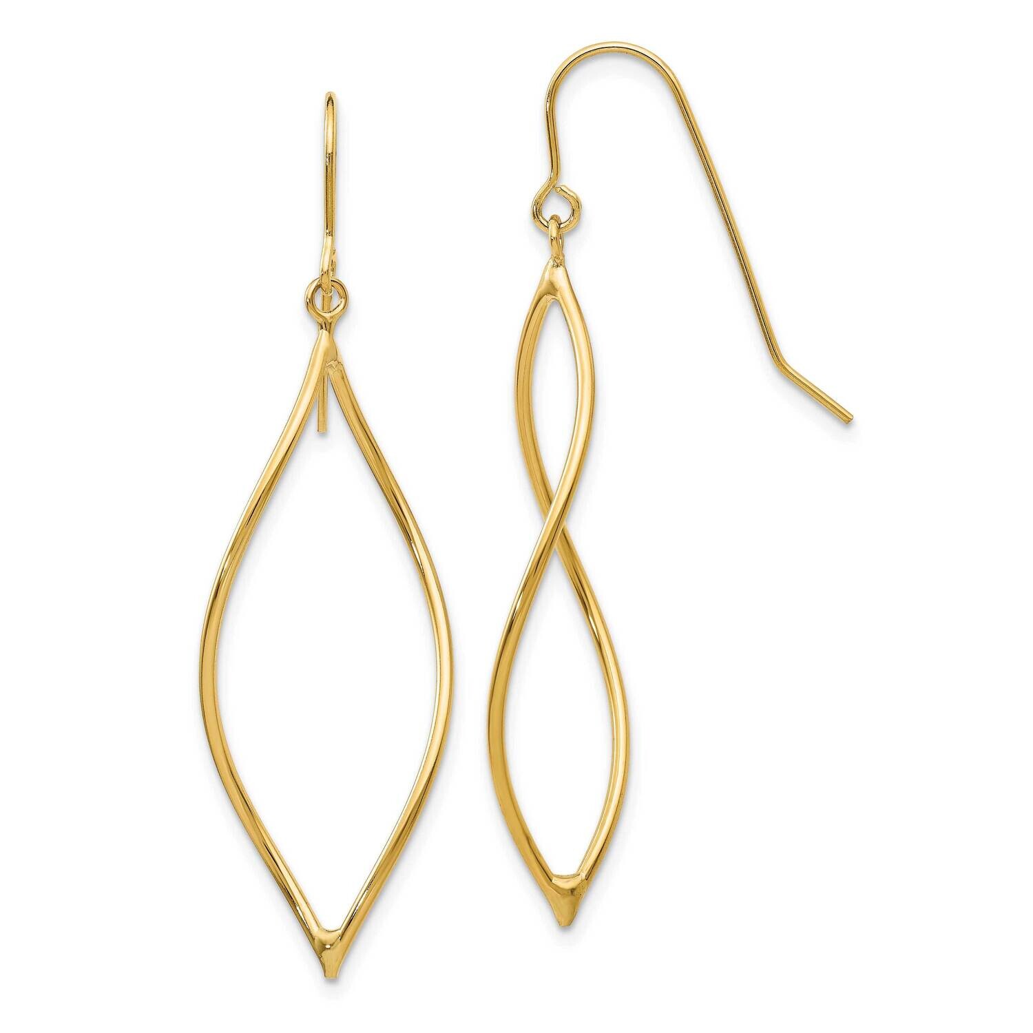 Twisted Oblong Dangle Earrings 10k Polished Gold 10TL836, MPN: 10TL836,