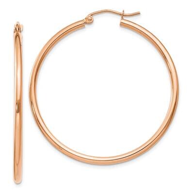 Polished 2mm Lightweight Tube Hoop Earrings 10k Rose Gold 10TE526, MPN: 10TE526,