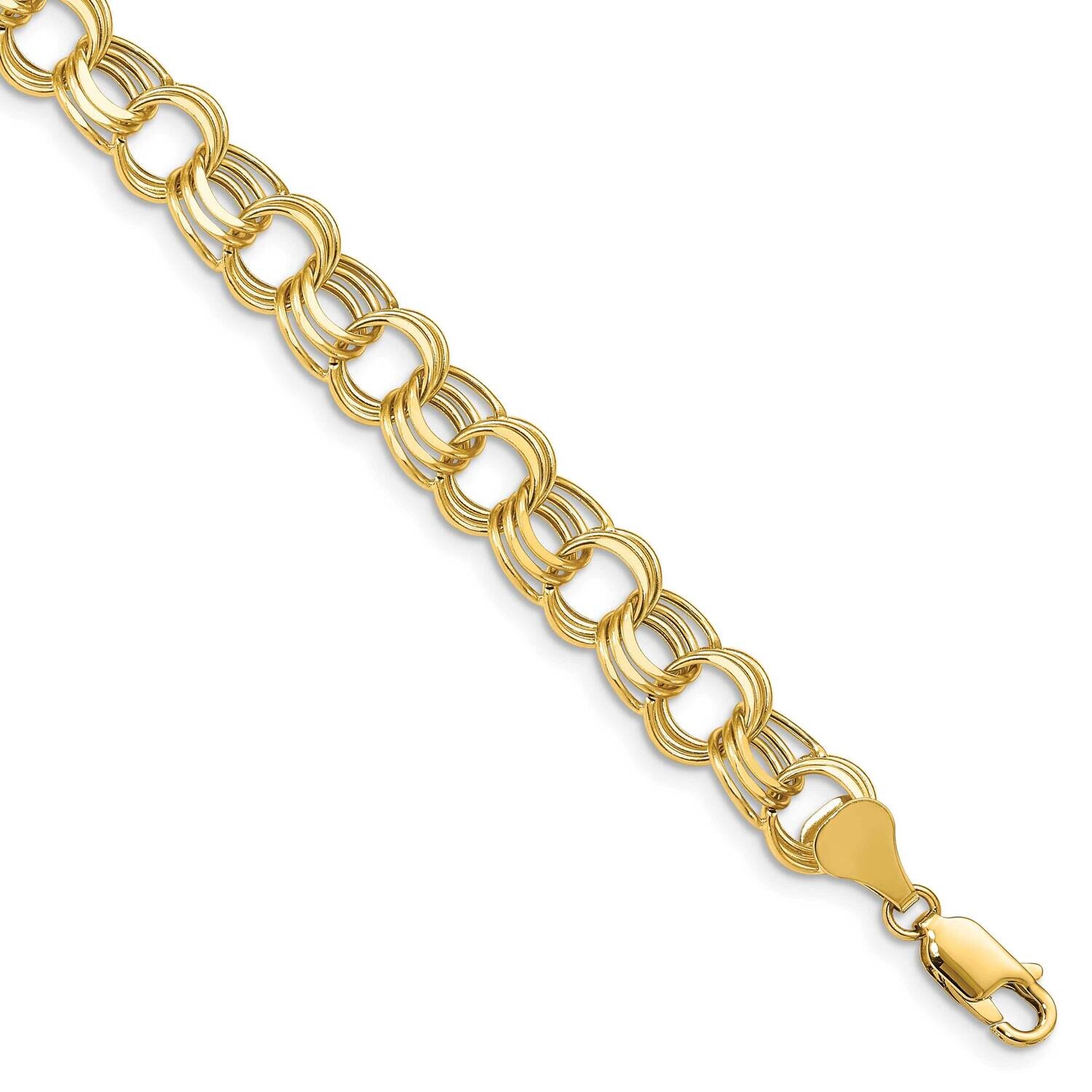 Lite 8.5mm Triple Link Charm Bracelet 7 Inch 10k Gold 10SST3-7, MPN: 10SST3-7,