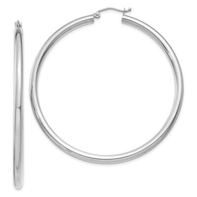 Polished 3mm Lightweight Tube Hoop Earrings 10k White Gold 10T855L, MPN: 10T855L,