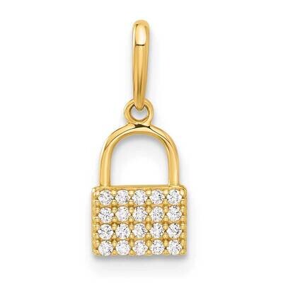 CZ Lock Charm 10k Polished Gold 10C1477, MPN: 10C1477,