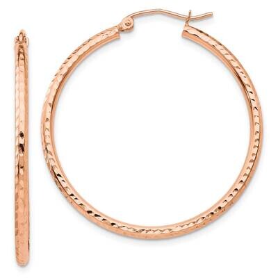 Polished Lightweight Large Diamond-Cut Tube Hoop Earrings 10k Rose Gold 10TF820, MPN: 10TF820,