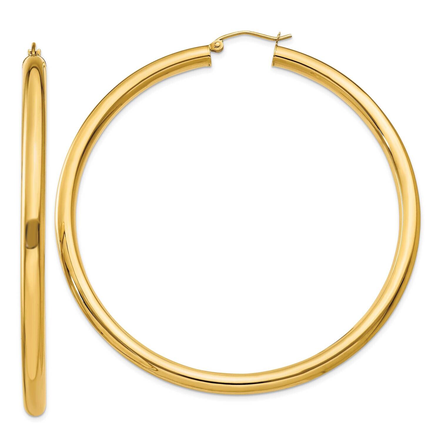 4mm Lightweight Tube Hoop Earrings 10k Polished Gold 10T955L, MPN: 10T955L,