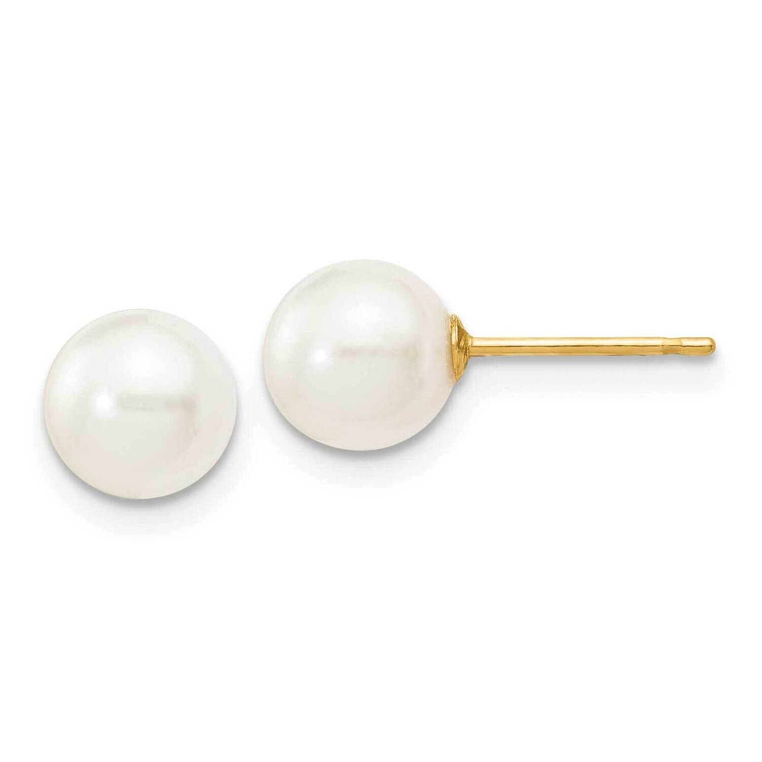 6-7mm White Round Freshwater Cultured Pearl Stud Post Earrings 10k Gold 10X60PW, MPN: 10X60PW,