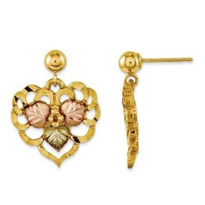 Black Hills Gold Heart Earrings 10k Tri-Color Gold 10BH565, MPN: 10BH565, 883957765655