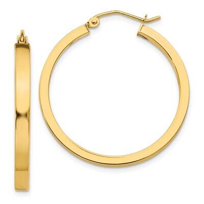 2X3mm Square Tube Hoops Earrings 10k Gold 10TL416, MPN: 10TL416,
