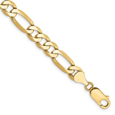7mm Flat Figaro Chain 9 Inch 10k Gold 10FG180-9, MPN: 10FG180-9,