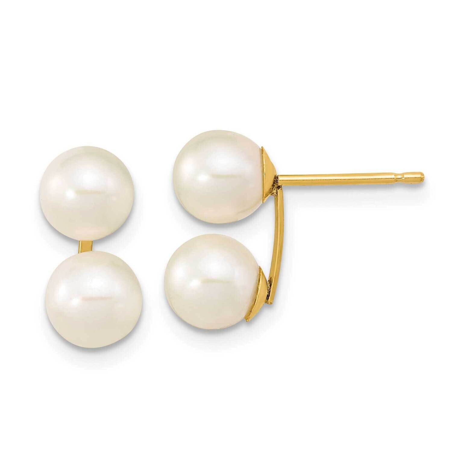 6-7mm White Round Fw Cultured Double Pearl Post Earrings 10k Gold 10XF648E, MPN: 10XF648E,