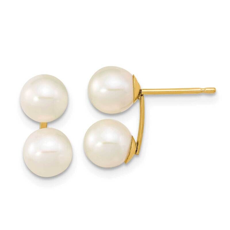 6-7mm White Round Fw Cultured Double Pearl Post Earrings 10k Gold 10XF648E