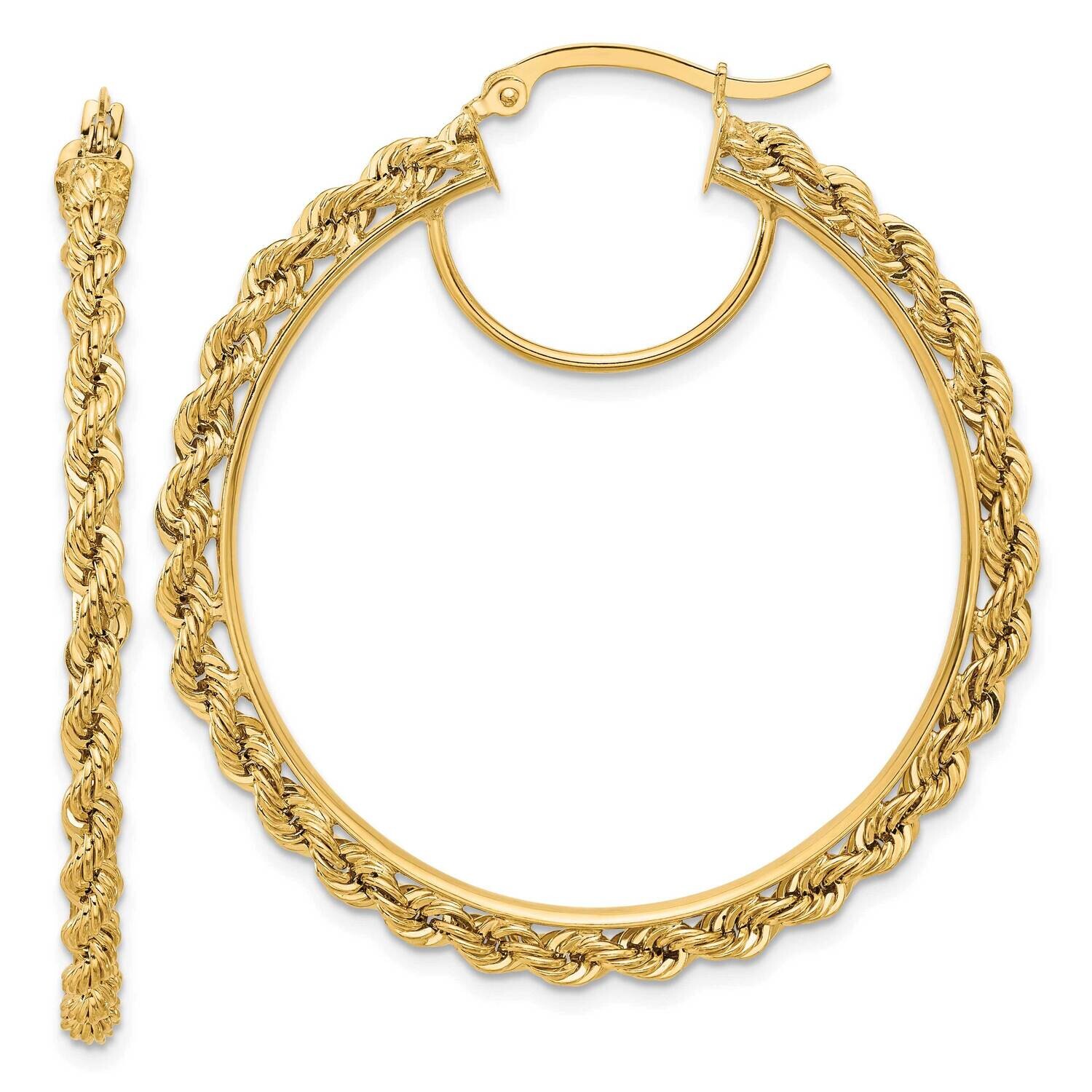 Diamond-Cut Rope 2.95mm Hoop Earrings 10k Polished Gold 10ER343