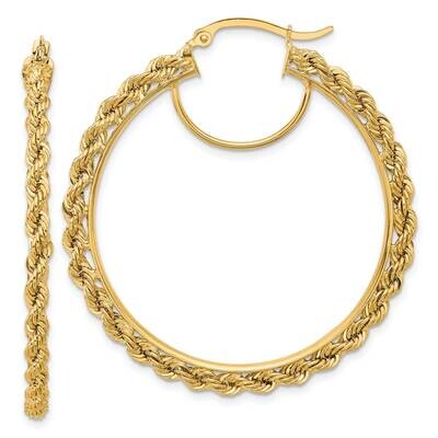 Diamond-Cut Rope 2.95mm Hoop Earrings 10k Polished Gold 10ER343, MPN: 10ER343,