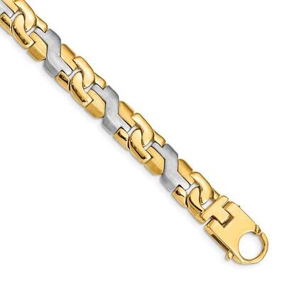 8.8mm Satin &amp; HPolished Fancy Link Bracelet 9 Inch 10k Two-Tone Gold 10LK565-9 by Men&#39;s Jewelry and…
