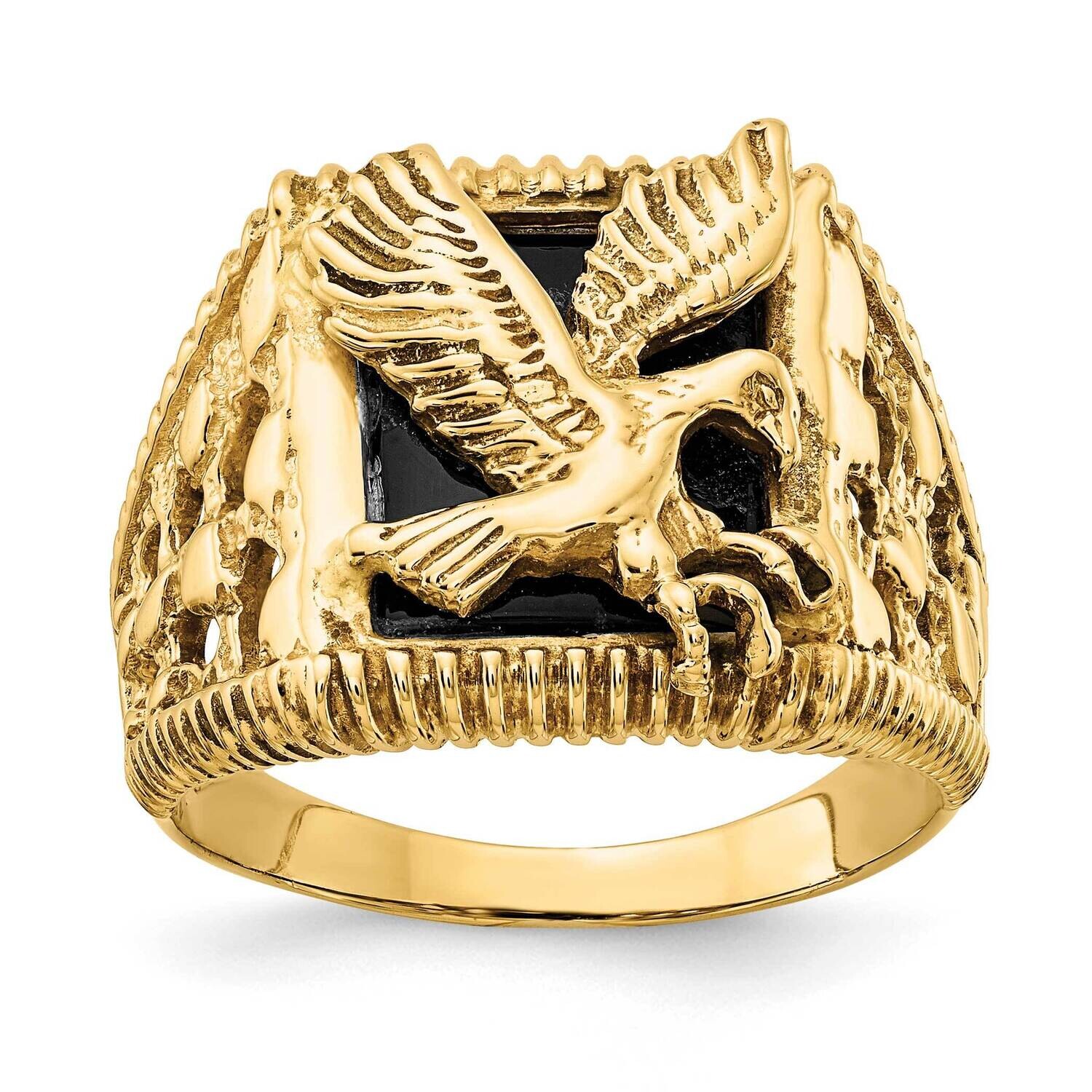Men&#39;s Onyx Eagle Ring 10k Gold 10OR53