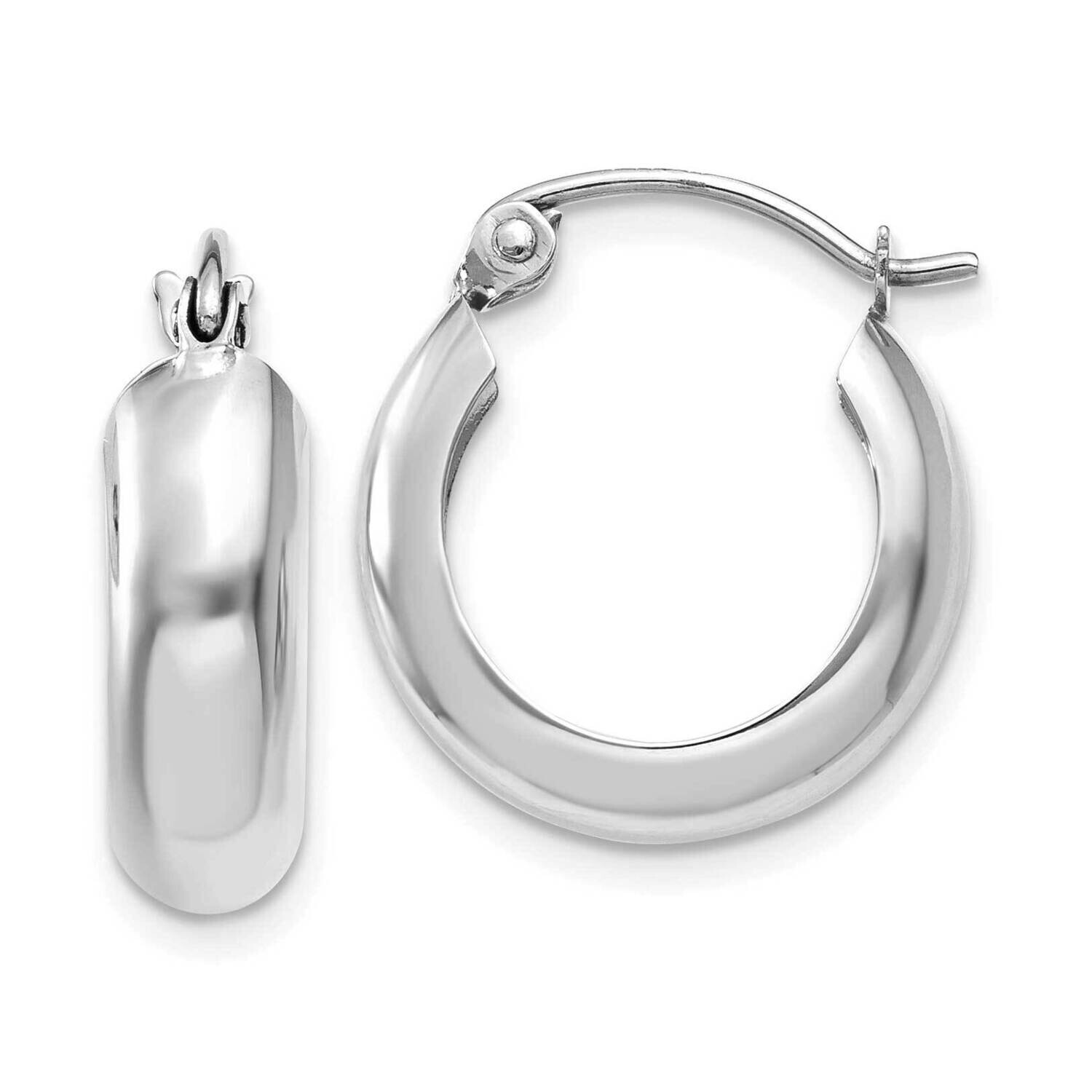 4mm Round Hoop Earrings 10k White Gold 10TH276, MPN: 10TH276,