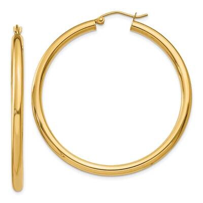 3mm Lightweight Tube Hoop Earrings 10k Polished Gold 10T942L, MPN: 10T942L,