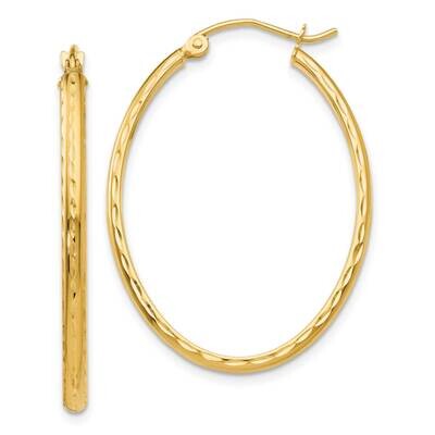 Lightweight Diamond-Cut Oval Hoop Earrings 10k Gold 10TE514, MPN: 10TE514,