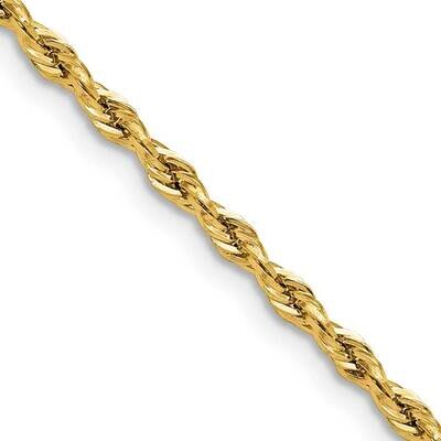 2.5mm Semi-Solid Rope Chain 22 Inch 10k Gold 10BC202-22, MPN: 10BC202-22,