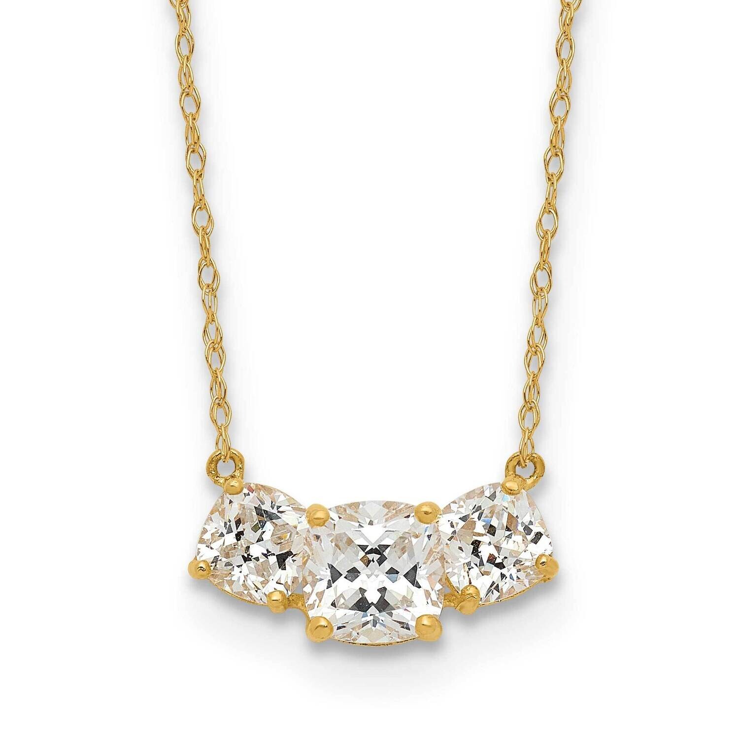 3-Stone CZ Necklace 10k Polished Gold 10C1474-18.5, MPN: 10C1474-18.5,