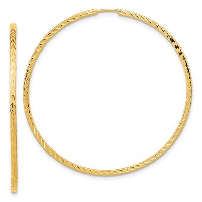 Diamond-Cut Square Tube Endless Hoop Earrings 10k Gold 10TF1000, MPN: 10TF1000, 196904147665
