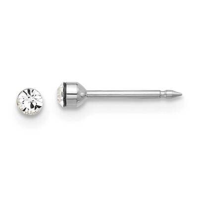 Inverness Polished 2.4mm Swarovski Crystal Post Earrings 14k White Gold 1046EW, MPN: 1046EW,