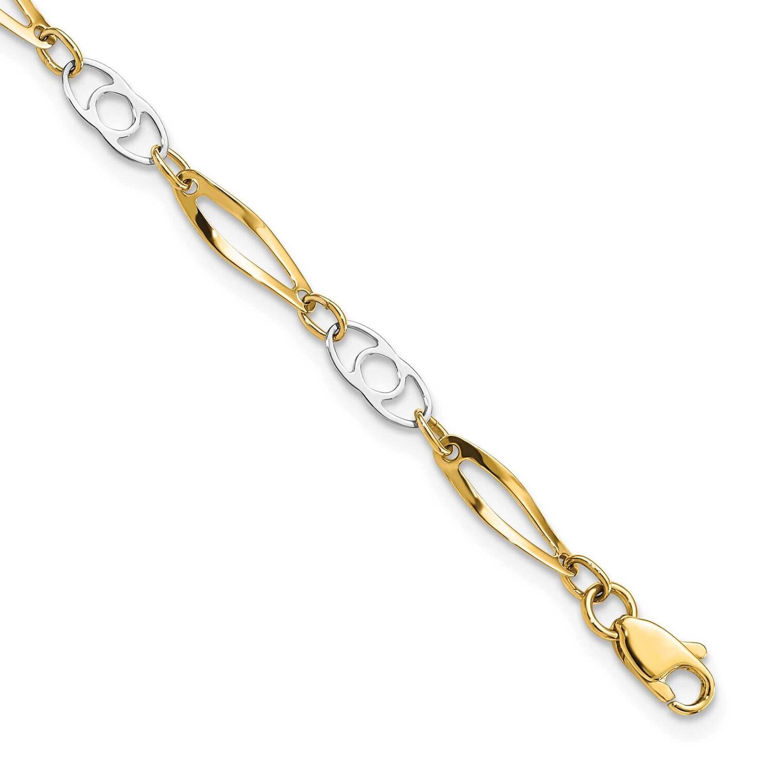 7 Inch Polished Fancy Link Bracelet 10k Two-Tone Gold 10SF552-7
