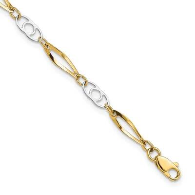 7 Inch Polished Fancy Link Bracelet 10k Two-Tone Gold 10SF552-7, MPN: 10SF552-7,