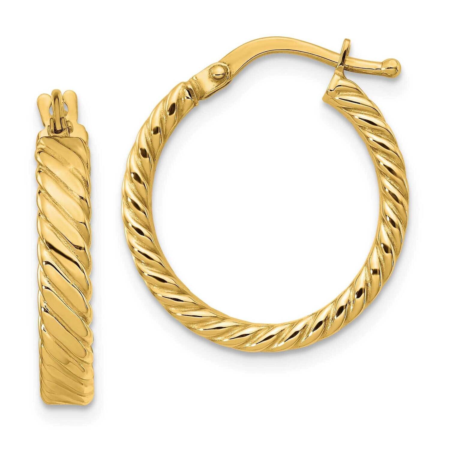 Small 3mm Patterned Hoop Earrings 10k Gold 10TF863, MPN: 10TF863,