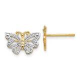 White Rhodium Butterfly Post Earrings 10k Gold 10TF403, MPN: 10TF403,