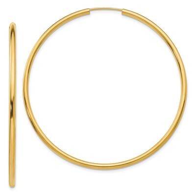 Round Endless 2mm Hoop Earrings 10k Polished Gold 10H986, MPN: 10H986,