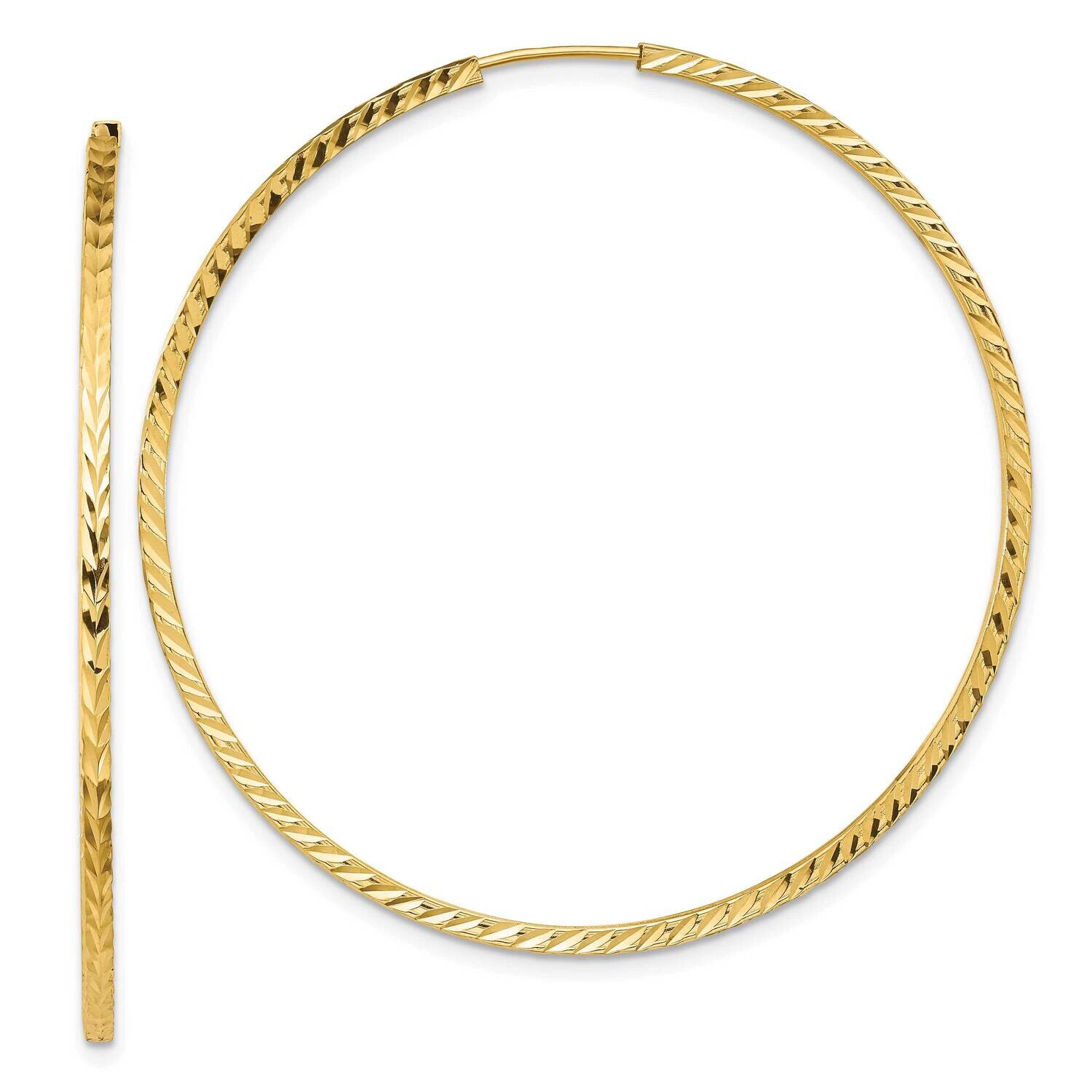 Diamond-Cut Square Tube Endless Hoop Earrings 10k Gold 10TF1001, MPN: 10TF1001,