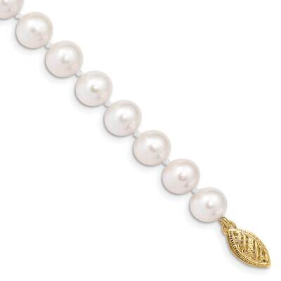 7-8mm White Near Round Freshwater Cultured Pearl Necklace 10k Gold 10WPN070-20, MPN: 10WPN070-20,