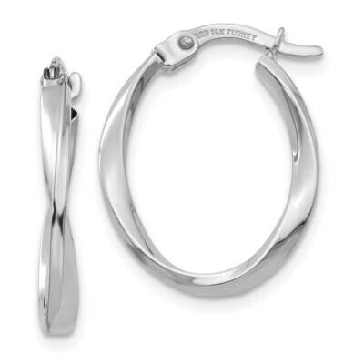 Polished Oval Twist Hoop Earrings 10k White Gold 10TF670, MPN: 10TF670, 196904147641