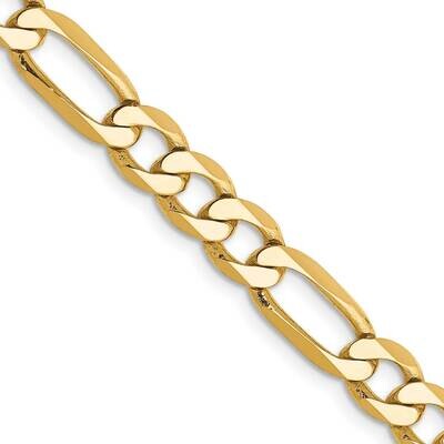 6.25mm Flat Figaro Chain 20 Inch 10k Gold 10FG160-20, MPN: 10FG160-20,