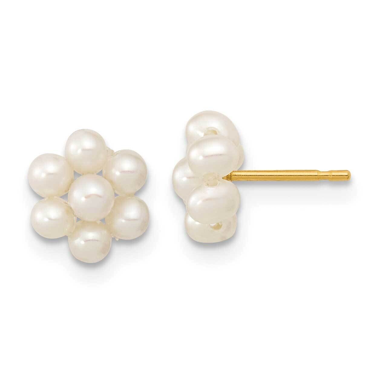 2-3mm White Button Freshwater Cultured Pearl Flower Earrings 10k Gold 10XF618E, MPN: 10XF618E,