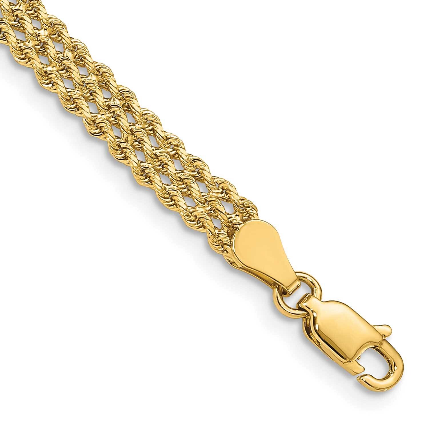 4.5mm Wide Triple StrRope Bracelet 7 Inch 10k Gold 10K012S3-7