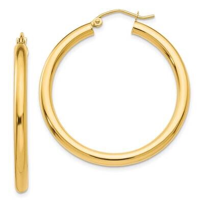 3mm Lightweight Tube Hoop Earrings 10k Polished Gold 10T935L, MPN: 10T935L,