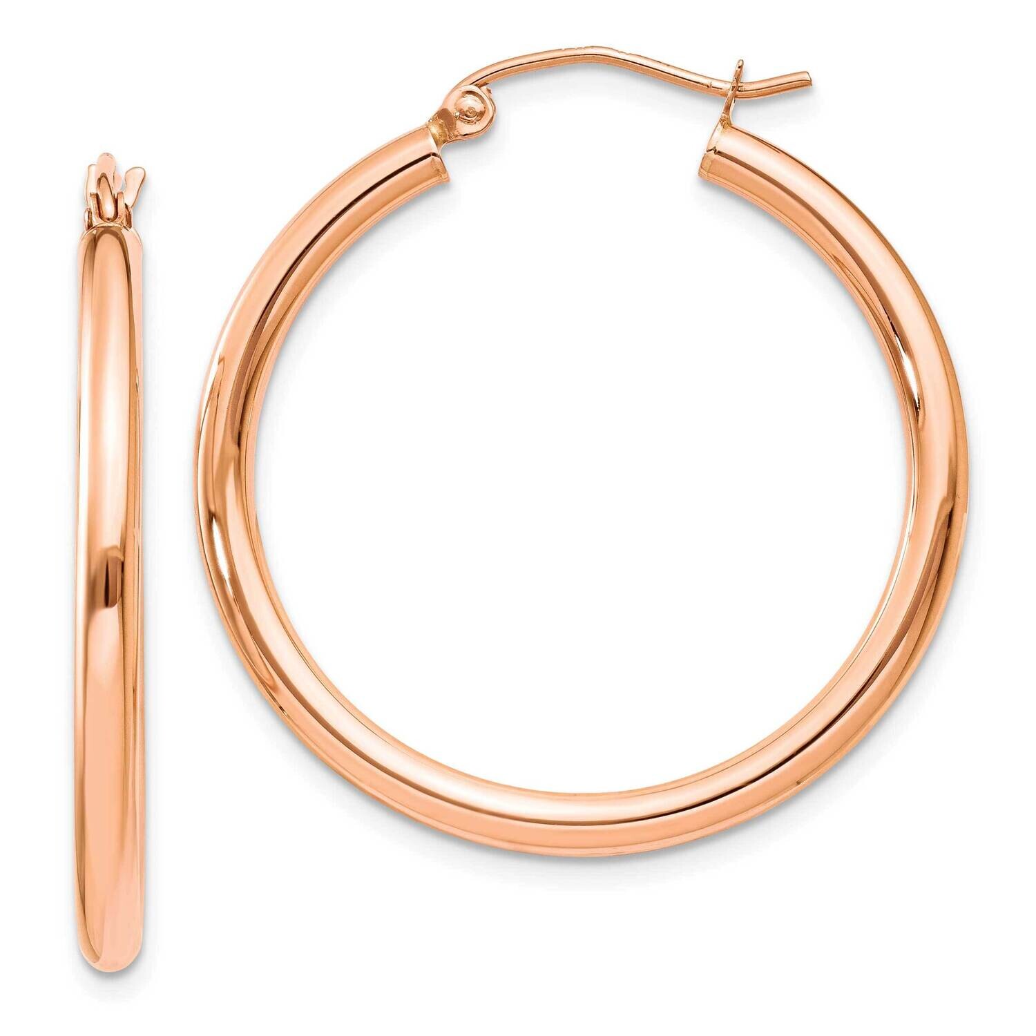 Polished 2.5mm Lightweight Tube Hoop Earrings 10k Rose Gold 10TE533, MPN: 10TE533,