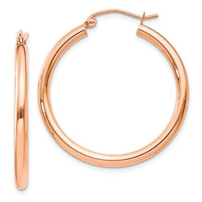 Polished 2.5mm Lightweight Tube Hoop Earrings 10k Rose Gold 10TE533, MPN: 10TE533,
