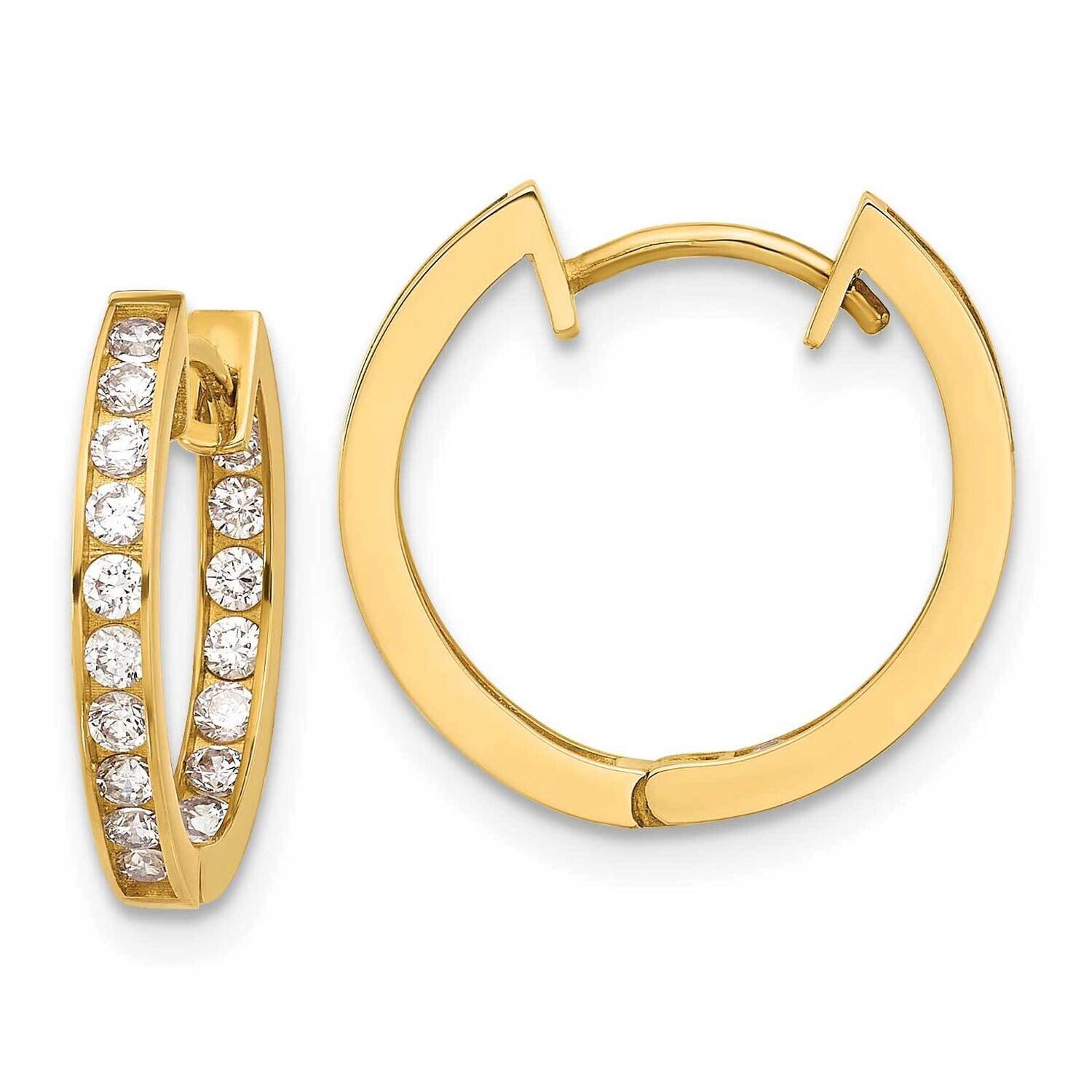 2.2mm CZ Hinged In/Out Hoop Earrings 10k Polished Gold 10ER349, MPN: 10ER349,