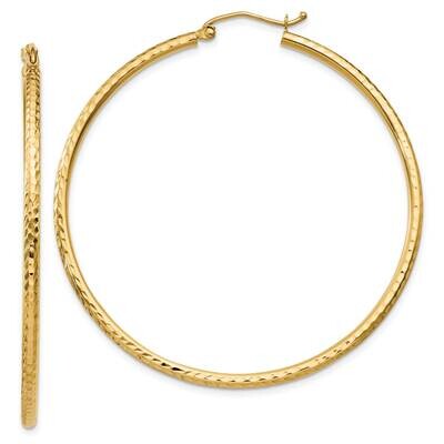 Diamond-Cut 2mm Round Tube Hoop Earrings 10k Gold 10TC238, MPN: 10TC238, 196904097304