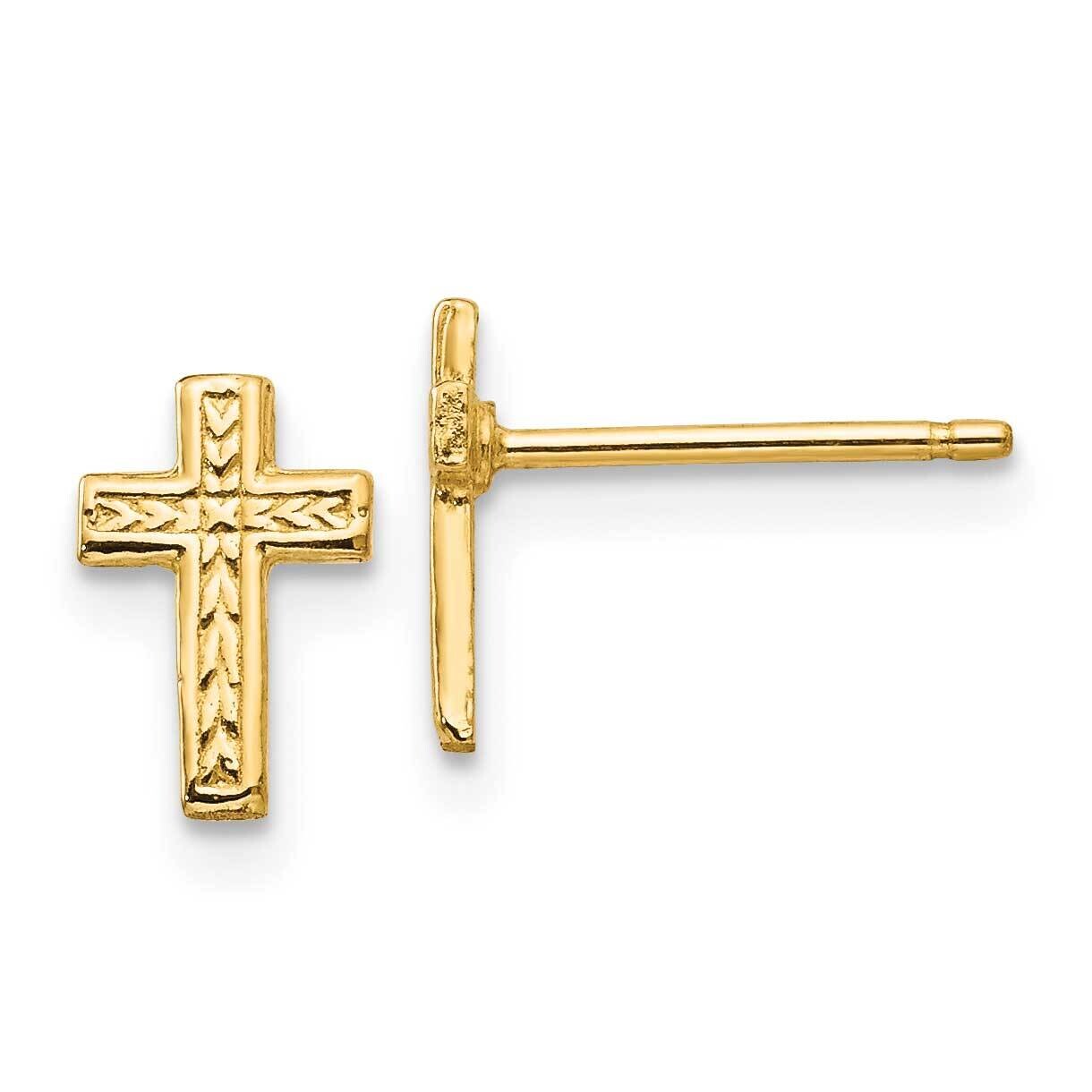 Cross Post Earrings 10k Polished Gold 10TC628, MPN: 10TC628,