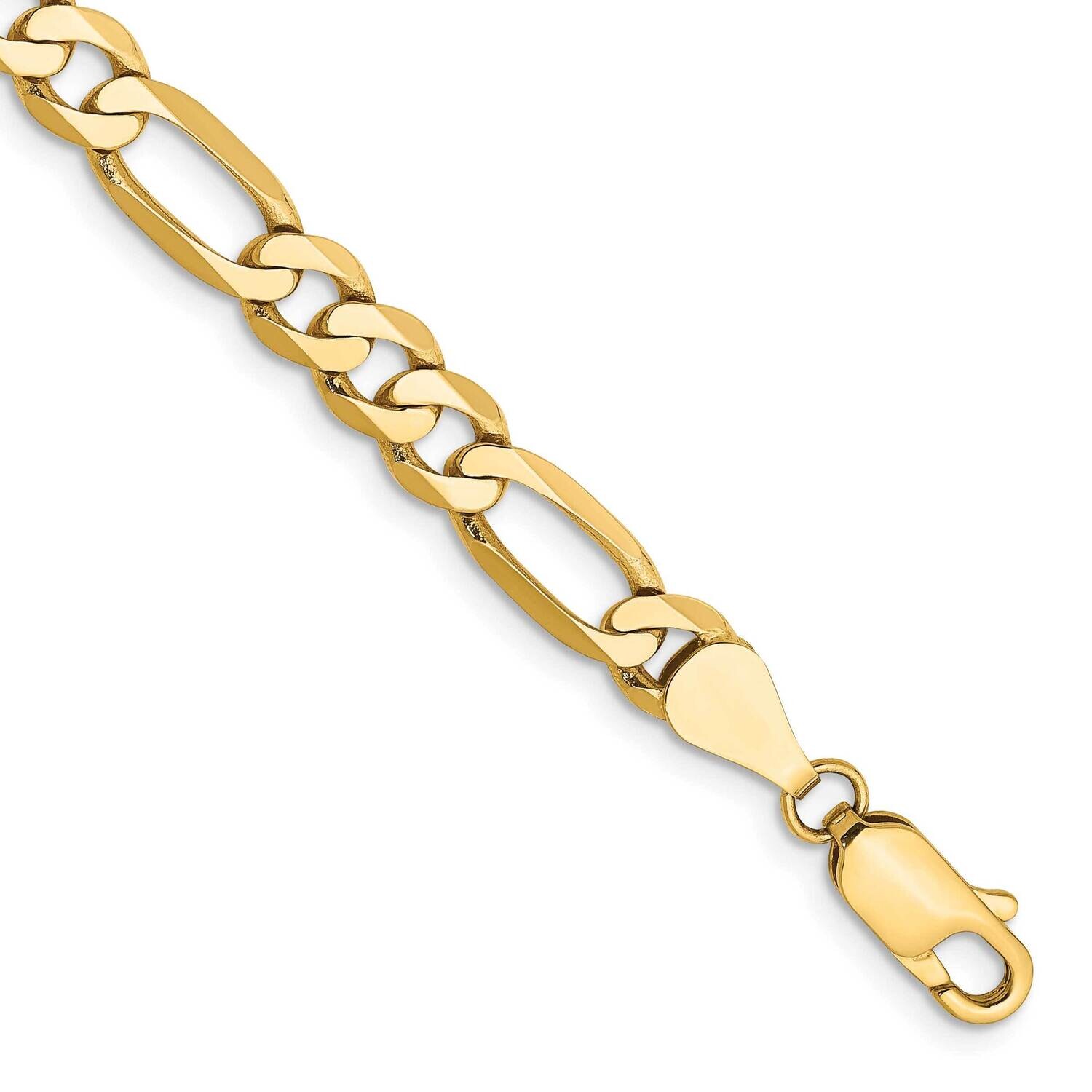 5.25mm Flat Figaro Chain 8 Inch 10k Gold 10FG140-8, MPN: 10FG140-8,