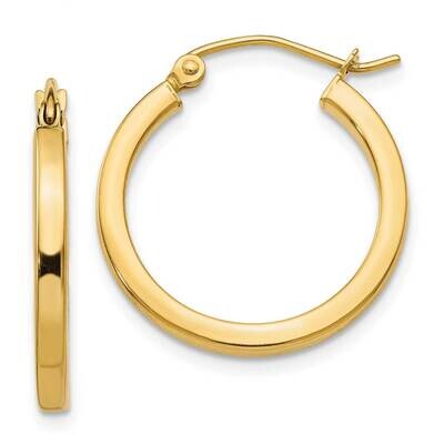 2mm Square Tube Hoop Earrings 10k Gold 10T1078, MPN: 10T1078, 196904147795