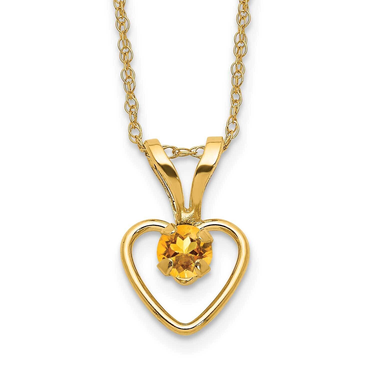 Madi K 3mm Citrine Heart Birthstone Necklace 10k Gold 10GK413-15, MPN: 10GK413-15,