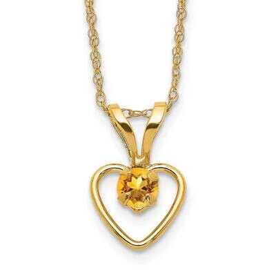 Madi K 3mm Citrine Heart Birthstone Necklace 10k Gold 10GK413-15, MPN: 10GK413-15,