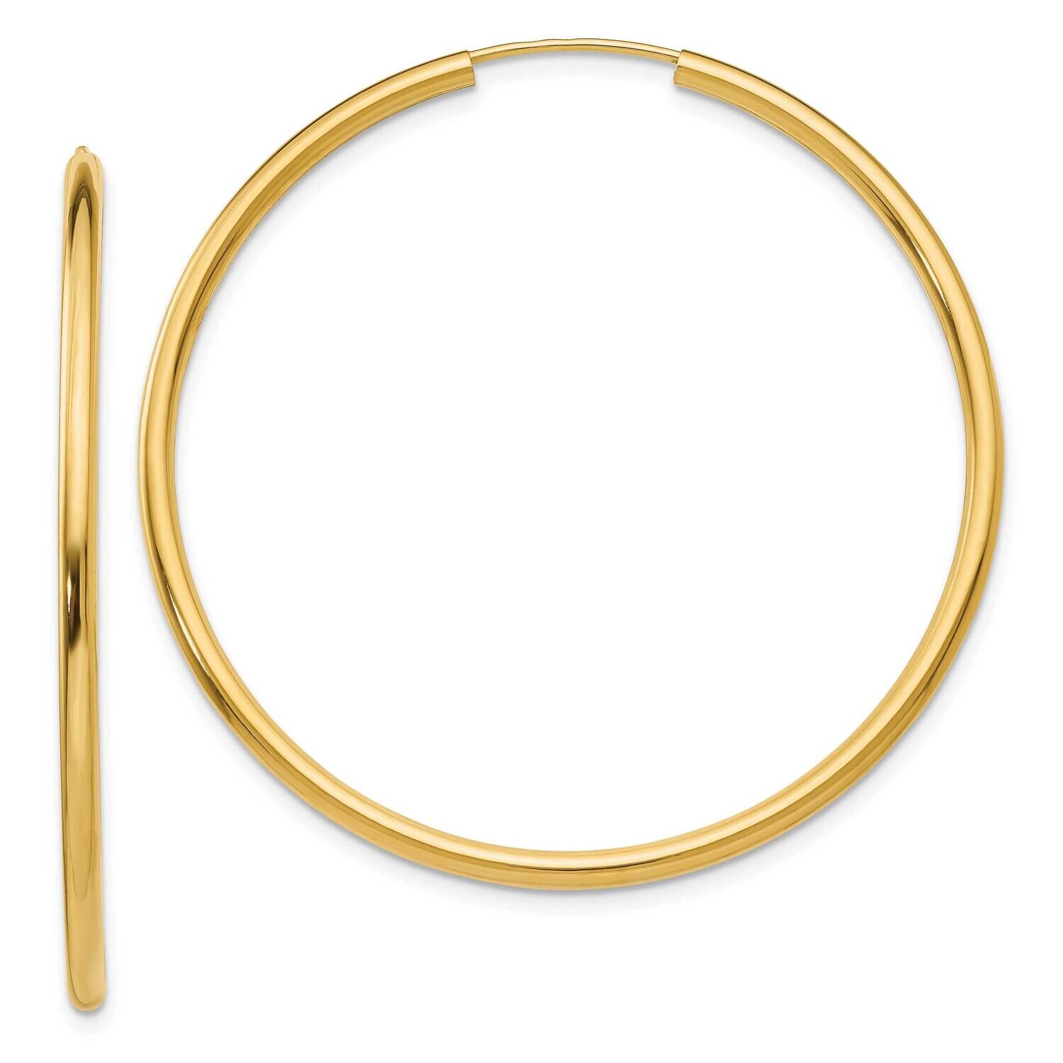 Round Endless 2mm Hoop Earrings 10k Polished Gold 10H984, MPN: 10H984,