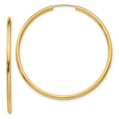 Round Endless 2mm Hoop Earrings 10k Polished Gold 10H984, MPN: 10H984,