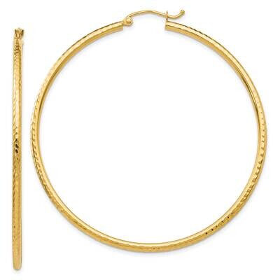 Diamond-Cut 2mm Round Tube Hoop Earrings 10k Gold 10TC768, MPN: 10TC768,